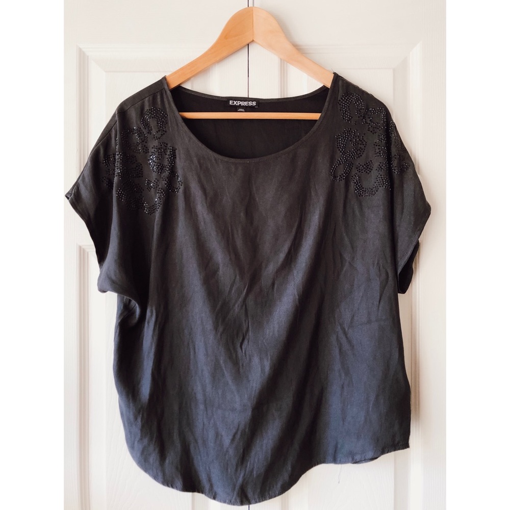 Express flowy jewel top slate grey XS